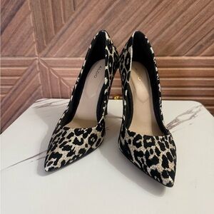 ALDO Leopard-Print Pointed Toe Pumps - Black & Gold Glitter